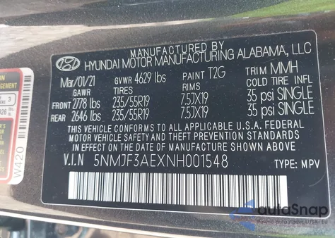 2022 Hyundai Tucson Sel из США, поврежденный, VIN 5NMJF3AEXNH001548